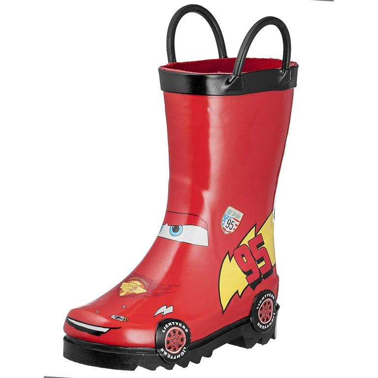 Disney Cars Kid s Lightening Mcqueen Boy s Red Rubber Rain Boots Size 3 Little Kid