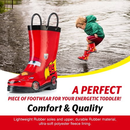 Disney Cars Kids Lightening Mcqueen Boy's Red Rubber Rain Boots - Size 8 Toddler