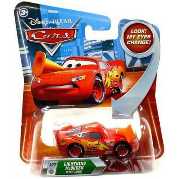 Disney Cars Lenticular Eyes Series 2 Lightning McQueen with Cone Diecast Car