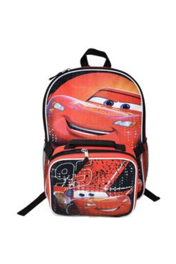 Cars Lighting McQueen 16" Backpack for School with Rectangular Lunch Bag, for Kids