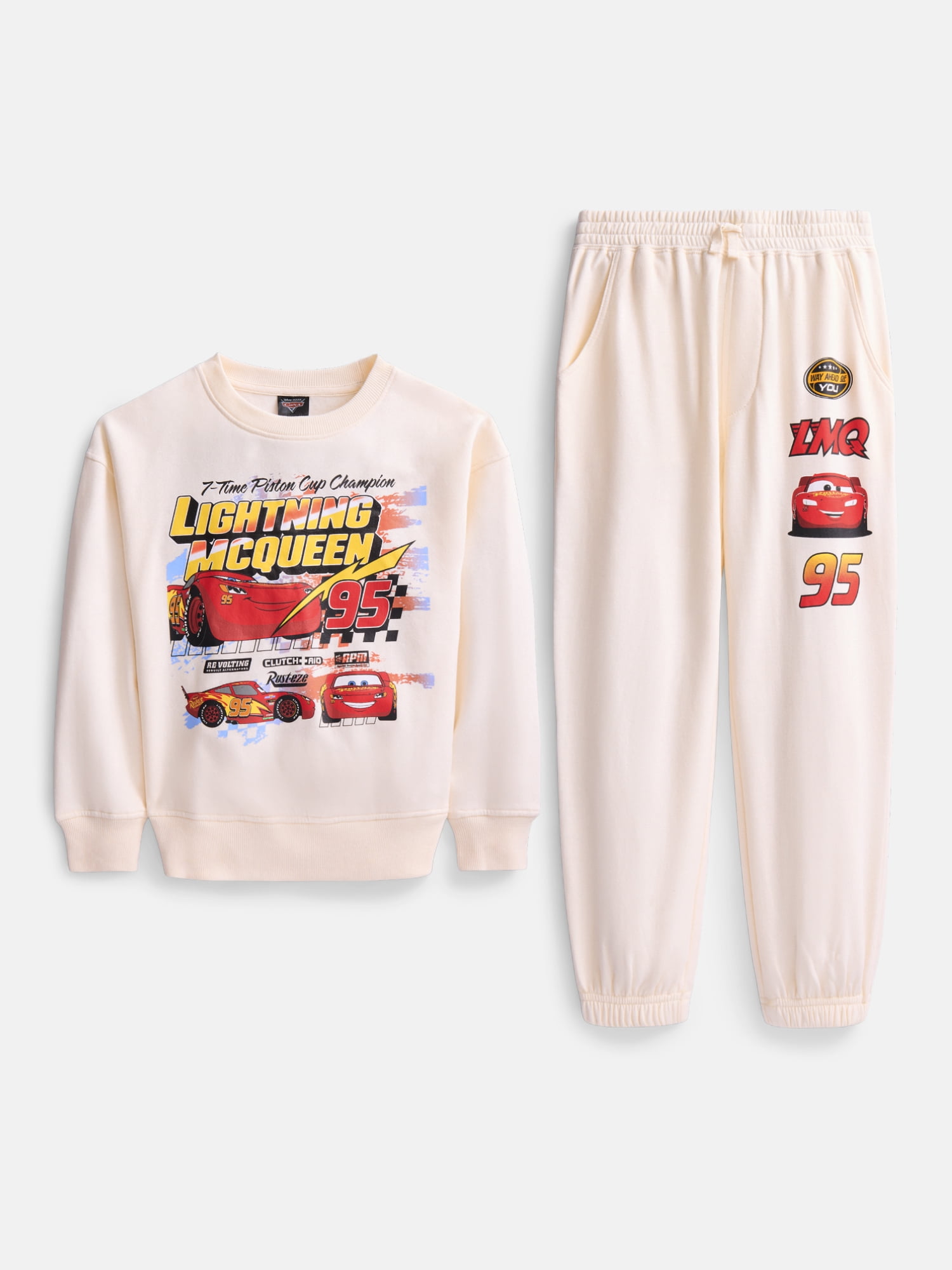Disney Cars Lighting Mcqueen 7-Time Champion Little Boys & Big Boys 2 Piece Crewneck & Jogger Set , Sizes 4-18