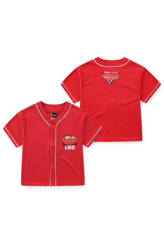 Cars Lightning McQueen Baseball Jersey Button Down Shirt (Boys), Sizes 2T-7