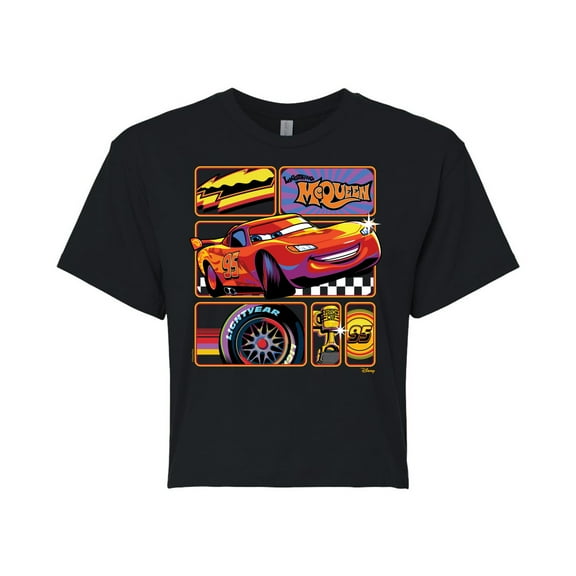 Disney Cars - Lightning McQueen Best Trophies - Juniors Cropped Cotton Blend T-Shirt