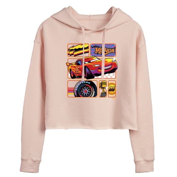 Disney Cars - Lightning McQueen Best Trophies - Juniors Cropped Pullover Hoodie