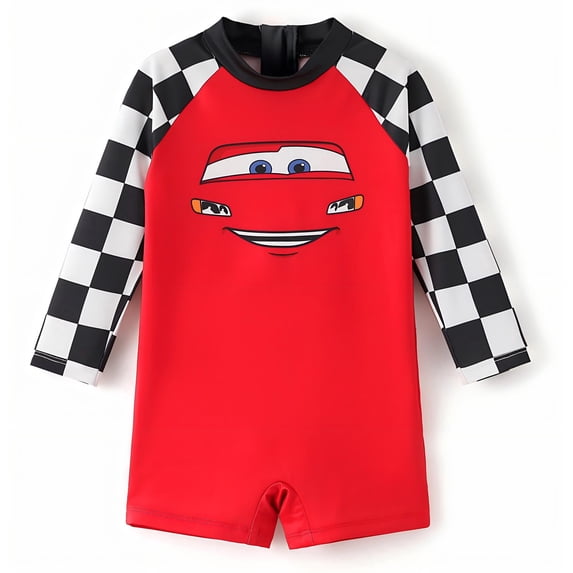 Disney Cars Lightning McQueen Baby Boys Summer Rash Guard Zipper UFP50+ Toddler One-Piece Swimsuit Bathing Suits 0-24M