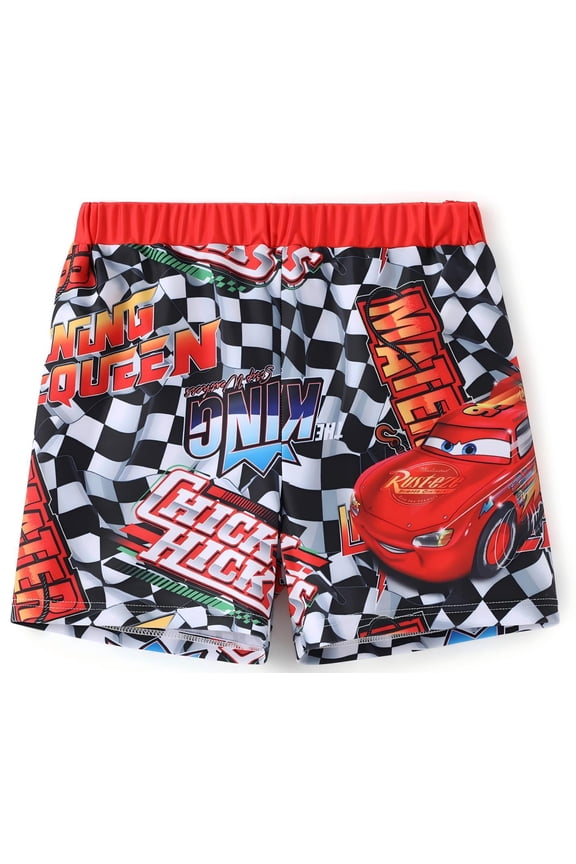 Cars Lightning McQueen Boys Swim Trunks UPF 50+ Cars Board Boxer Racing Print Swim Shorts Kids Toddler Baby 2-9Y