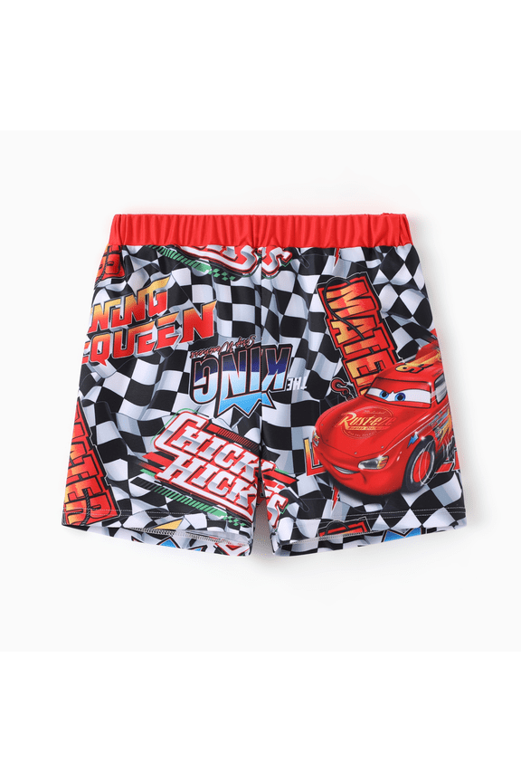Disney Cars Lightning McQueen Boys Swim Trunks Racing Print Swim Shorts for Kids 2–9Y