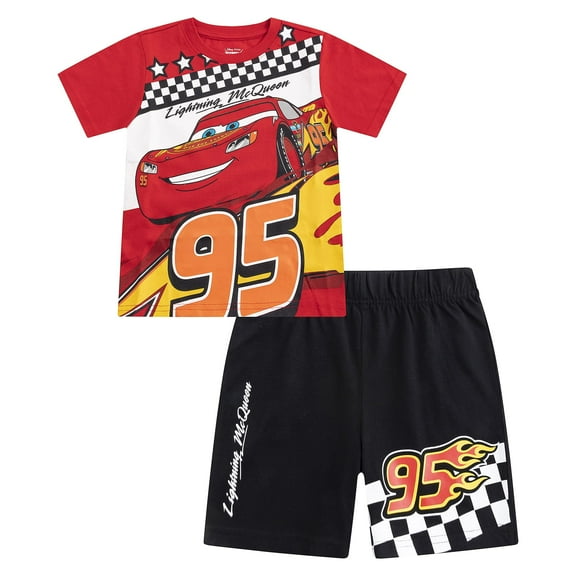 Disney Cars Lightning McQueen Boys T-Shirt and Shorts (Boys), 2 Piece Set, Sizes 2T-8