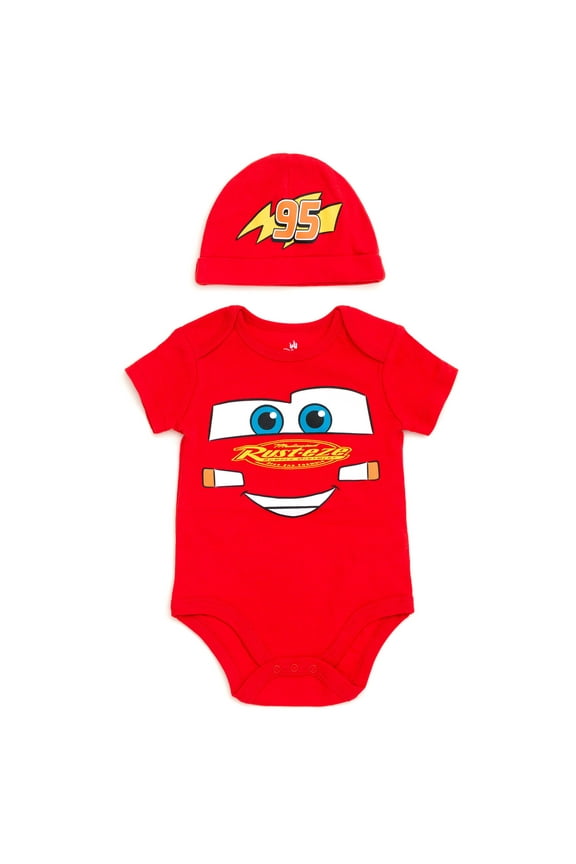 Cars Lightning McQueen Cosplay Bodysuit and Hat Set Logo Newborn to Infant