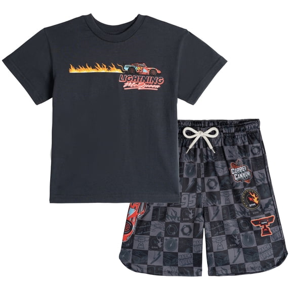 Disney Cars Toddler Boys' Athletic 2-Piece T-Shirt and Shorts Set McQueen Charcoal