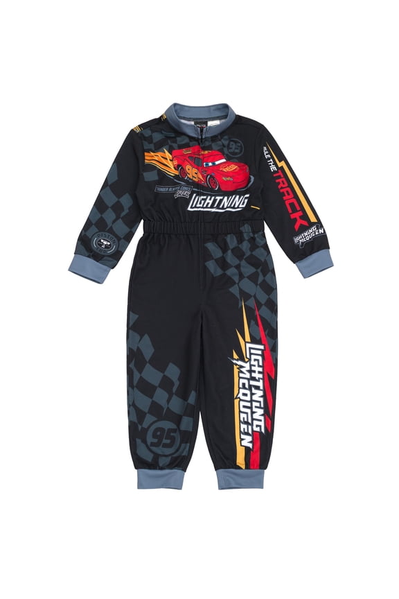 Cars Lightning McQueen French Terry Racing Zip Up Coverall Toddler to Big Kid