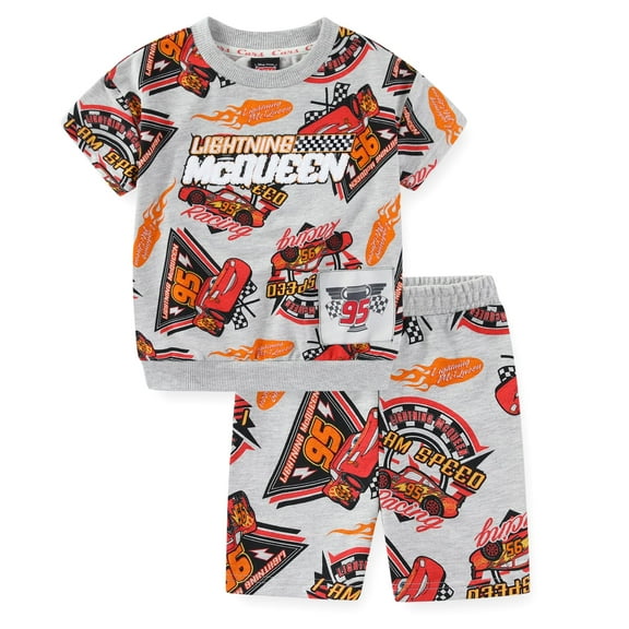 Disney Cars Lightning McQueen French Terry Short Sleeve T-Shirt and Shorts (Boys), 2 Piece Set, Sizes 4-10