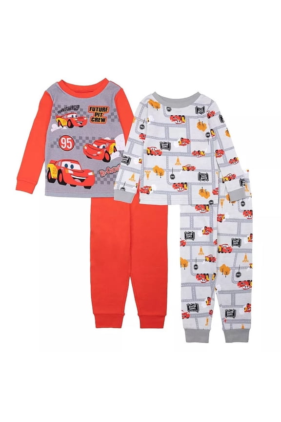 Cars Lightning McQueen Future Pit Crew 4-Piece Character Pajama Set, Size 4T