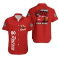 thumbnail image 1 of Disney Cars Lightning McQueen Hawaiian Shirt, Custom Name Pixar Summer Button Up Shirt, Personalized Vacation Shirt, 1 of 6