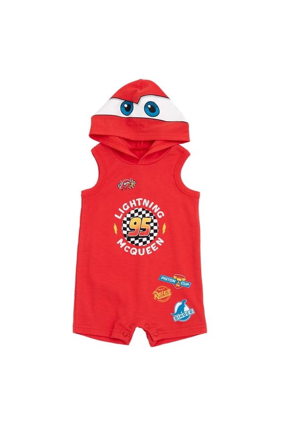 Cars Lightning McQueen Hooded Cosplay Sleeveless Romper Newborn to Infant