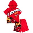 thumbnail image 1 of Disney Cars Lightning McQueen Hooded T-Shirt and French Terry Shorts Outfit Set Toddler to Big Kid, 1 of 5