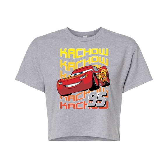 Disney Cars - Lightning McQueen KACHOW - Juniors Cropped Cotton Blend T-Shirt