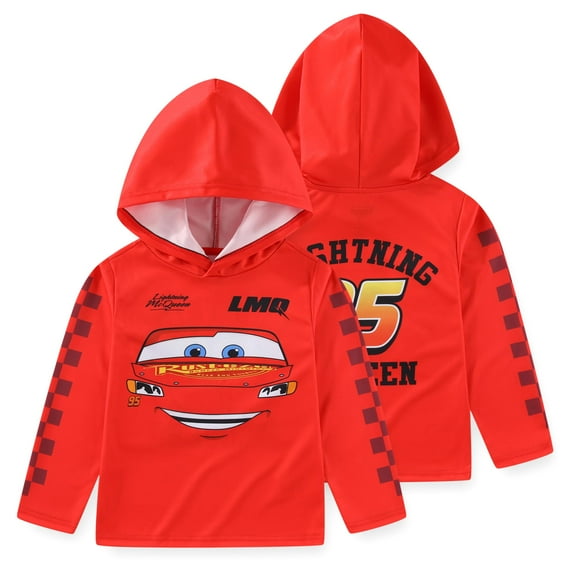 Disney Cars Lightning McQueen Long Sleeve Hooded Shirt (Boys), Sizes 3T-8