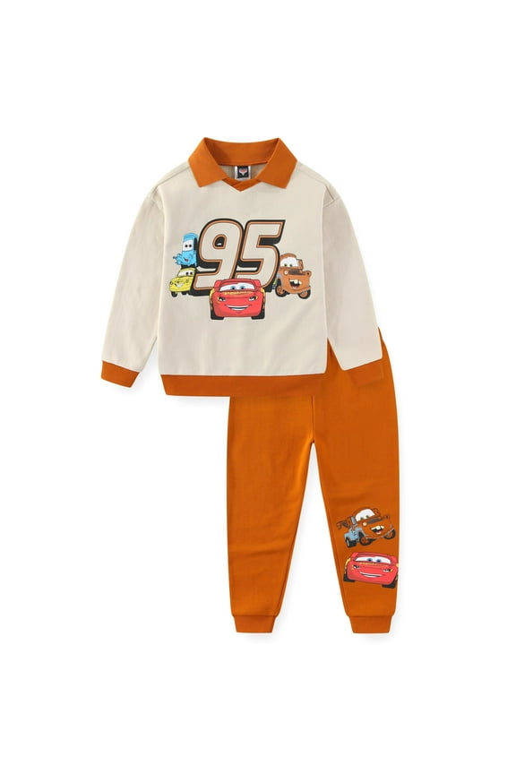 Cars Lightning McQueen Long Sleeve Polo Shirt and Pants Set (Boys), 2 Piece Set, Sizes 4-7