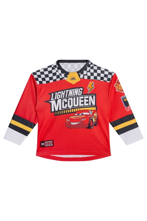 Cars Lightning McQueen Mesh Hockey Jersey Long Sleeve T-Shirt Toddler to Big Kid