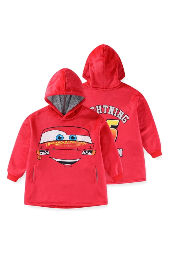 Cars Lightning McQueen Oversized Hoodie with Pockets (Boys), One Size, Fits Sizes 4-10