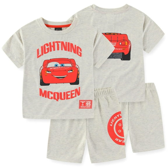 Disney Cars Lightning McQueen Short Sleeve T-Shirt and French Terry Shorts Set (Boys), 2 Piece Set, Sizes 4-7