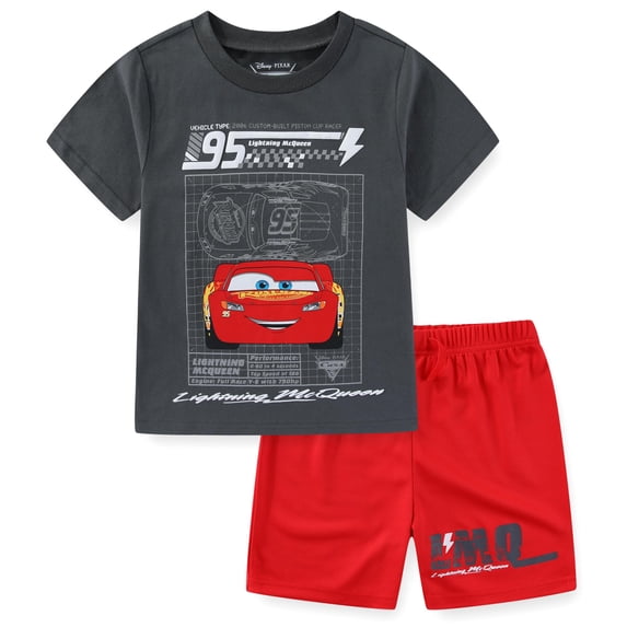 Disney Cars Lightning McQueen Short Sleeve T-Shirt and Mesh Short Set (Boys), 2 Piece Set, Sizes 2T-7