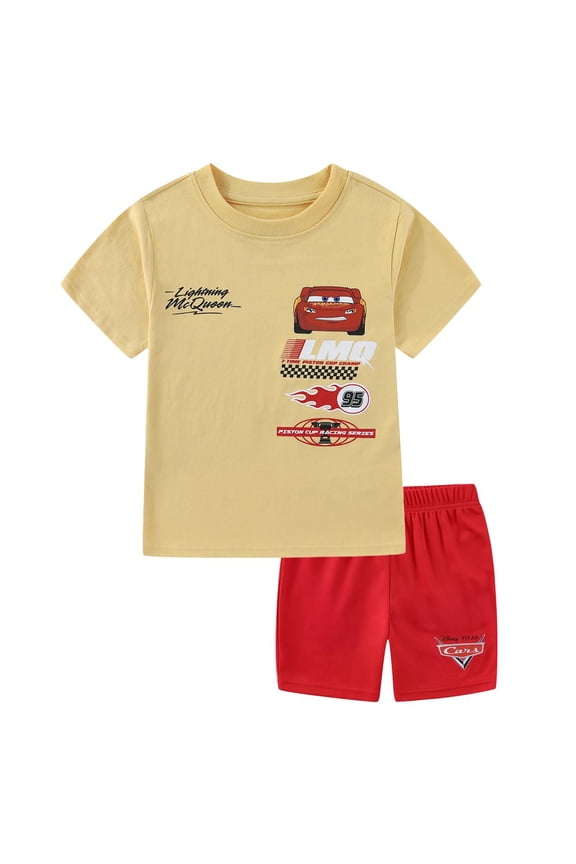 Cars Lightning McQueen Short Sleeve T-Shirt and Mesh Short Set (Boys), 2 Piece Set, Sizes 2T-7