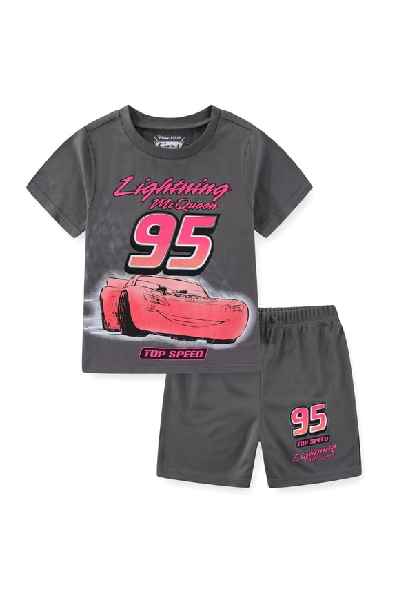 Cars Lightning McQueen Short Sleeve T-Shirt and Mesh Short Set (Boys), 2 Piece Set, Sizes 2T-7
