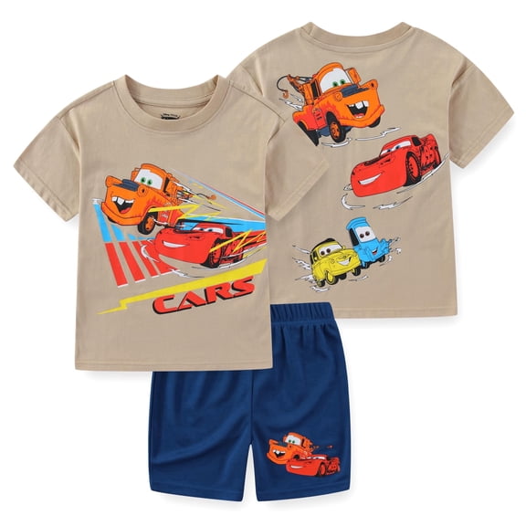 Disney Cars Lightning McQueen Short Sleeve T-Shirt and Mesh Short Set (Boys), 2 Piece Set, Sizes 2T-7