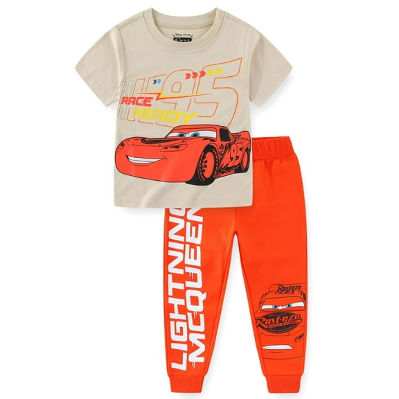Disney Cars Lightning McQueen Short Sleeve T-Shirt and Pants Set (Boys), 2 Piece Set, Sizes 3T-7