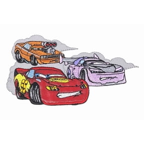 Disney Cars Lightning McQueen Snot Rod & More Sew-On Applique - 2.75" X 5" Wide