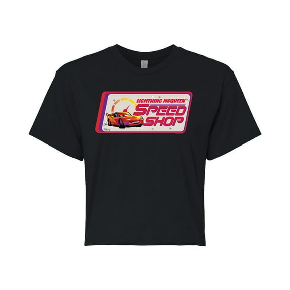 Disney Cars - Lightning McQueen Speed Shop - Juniors Cropped Cotton Blend T-Shirt