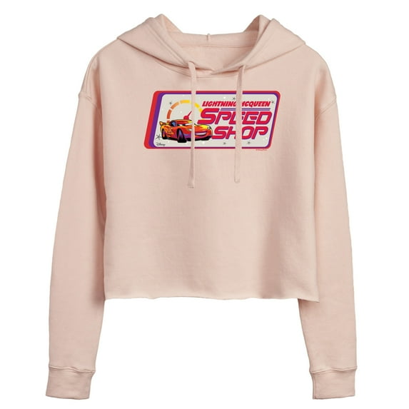 Disney Cars - Lightning McQueen Speed Shop - Juniors Cropped Pullover Hoodie