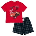 thumbnail image 1 of Disney Cars Lightning McQueen T-Shirt and Shorts Outfit Set Plaid Toddler to Big Kid, 1 of 5
