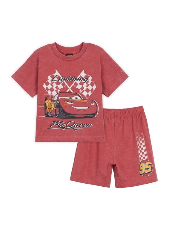 Cars Toddler Boys' 2-Piece T-Shirt and Shorts Set Mineral Red McQueen