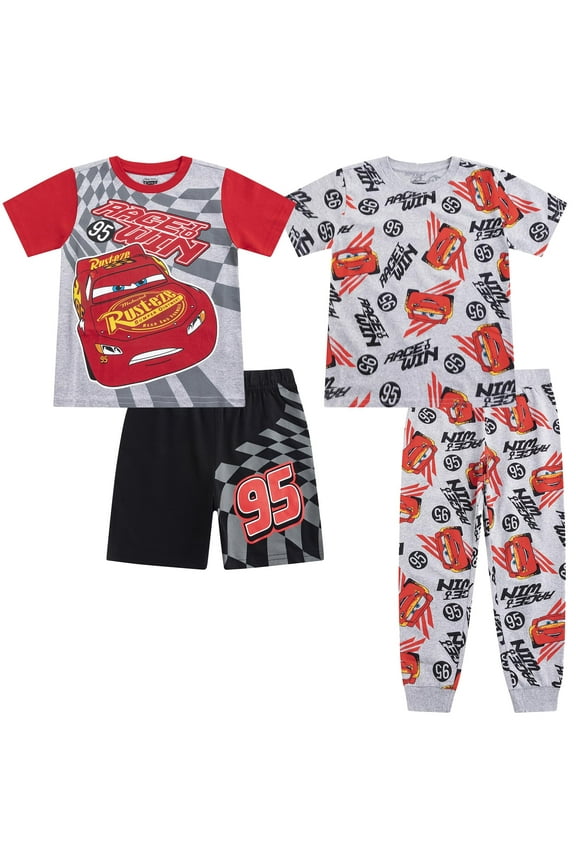 Cars Lightning McQueen T-Shirts, Pants, and Shorts (Boys), 4 Piece Set, Sizes 2T-8