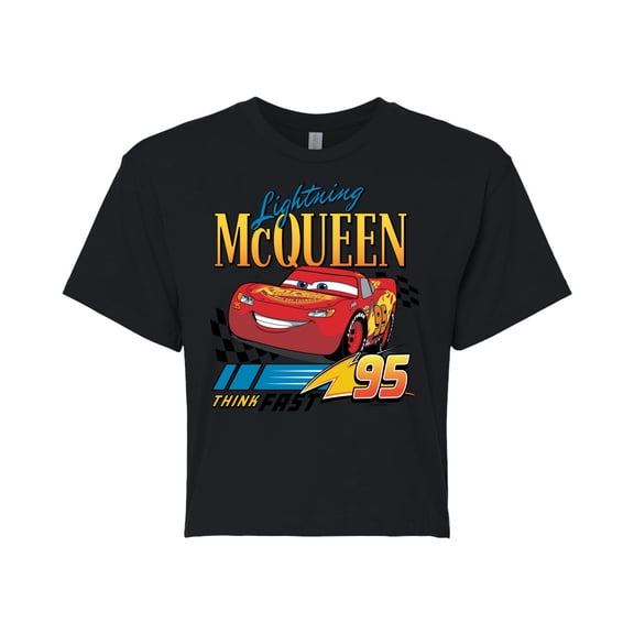 Disney Cars - Lightning McQueen Think Fast - Juniors Cropped Cotton Blend T-Shirt