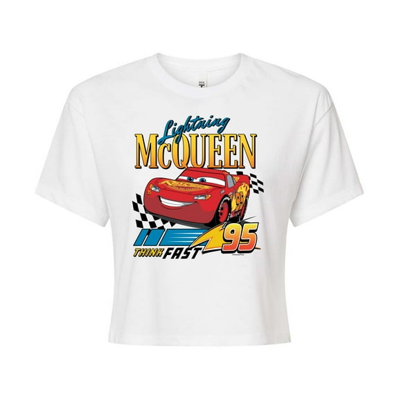 Disney Cars - Lightning McQueen Think Fast - Juniors Cropped Cotton Blend T-Shirt