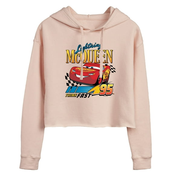 Disney Cars - Lightning McQueen Think Fast - Juniors Cropped Pullover Hoodie