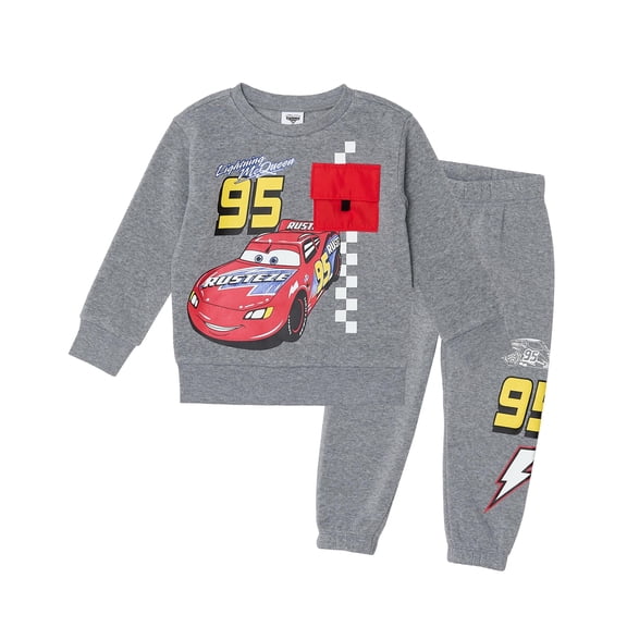 Disney Cars Lightning McQueen Toddler Boys’ Outfit Set - Two Piece Sweatshirt with Racing Graphics & Jogger Pants (3T)