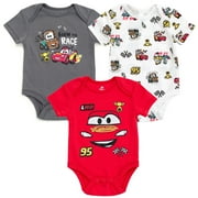 Disney Cars Lightning McQueen Tow Mater 3 Pack Bodysuits Newborn to Infant