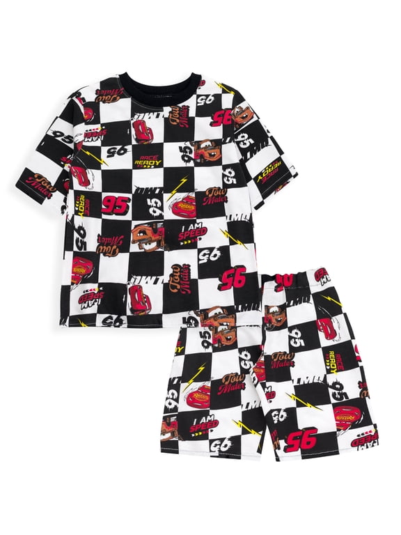 Cars Toddler Boys' 2-Piece T-Shirt and Shorts Set Checkerboard McQueen