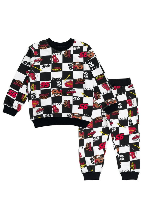 Cars Lightning McQueen Tow Mater French Terry Sweatshirt and Jogger Pants Outfit Set Toddler to Big Kid