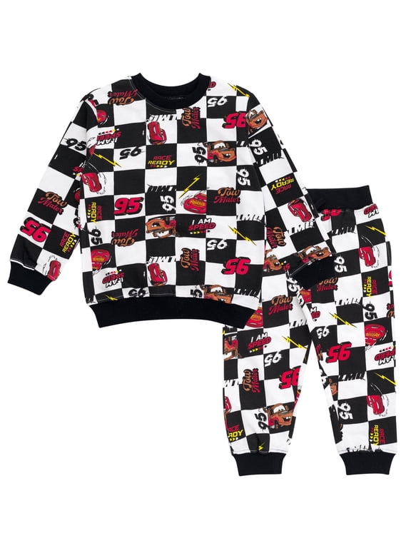 Cars Lightning McQueen Tow Mater French Terry Sweatshirt and Jogger Pants Outfit Set Toddler to Big Kid