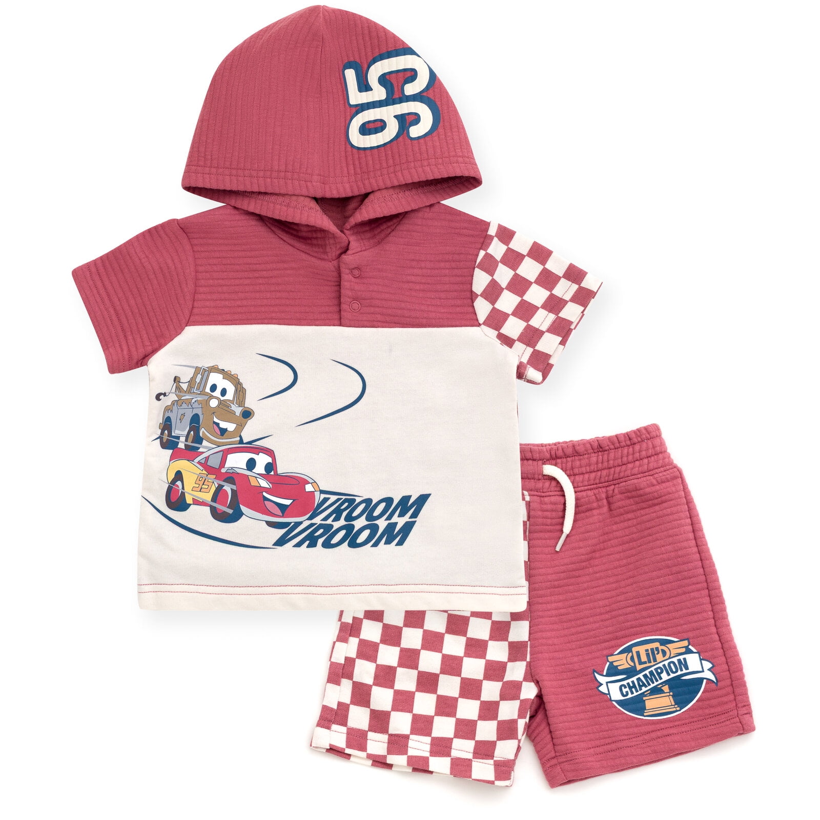 Disney Cars Toddler Boys' 2-Piece Hooded Tee and Shorts Set Rose McQueen Mater