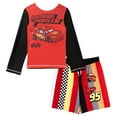 thumbnail image 1 of Disney Cars Lightning McQueen Tow Mater Rash Guard and Swim Trunks Outfit Set UPF 50+ Colorblock Infant to Little Kid, 1 of 5