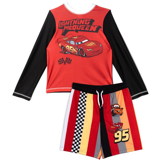 Disney Cars Lightning McQueen Tow Mater Rash Guard and Swim Trunks ...