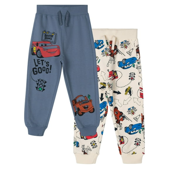 Disney Cars Lightning McQueen Tow Mater Sally Carrera Fleece 2 Pack Jogger Pants Toddler to Big Kid