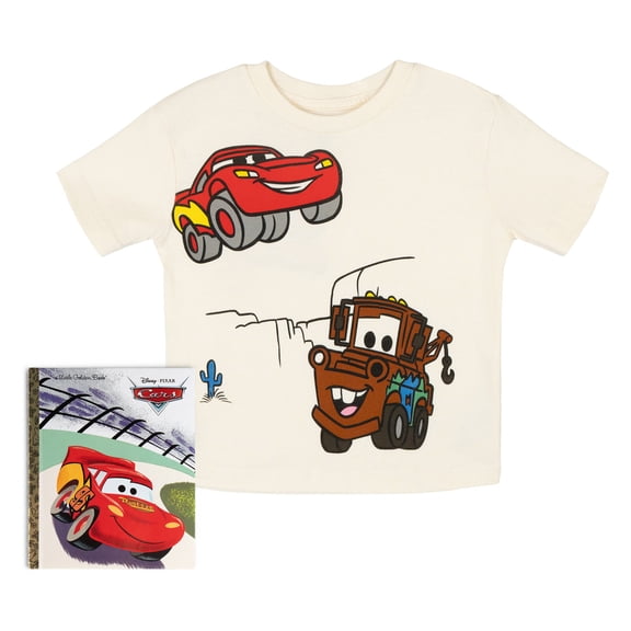 Disney Cars Lightning McQueen Tow Mater T-Shirt and Book Set Toddler to Big Kid